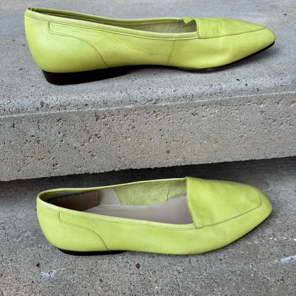 Vintage Enzo Angiolini liberty Lime Green Loafers flat leather size 9 - Picture 2 of 10